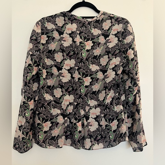 Rebecca Taylor 100% Silk Floral Black Multi Eclipse Blouse Top Women’s Size 4 - Picture 4 of 5